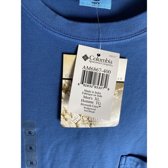 NWT Columbia Sportswear Men's Size XL Short Sleeve Pocket T-Shirt Blue Biowash - Picture 3 of 9